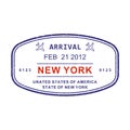 New York visa or arrival stamp from passport. New York travel stamp. Airport sign. Vector illustration
